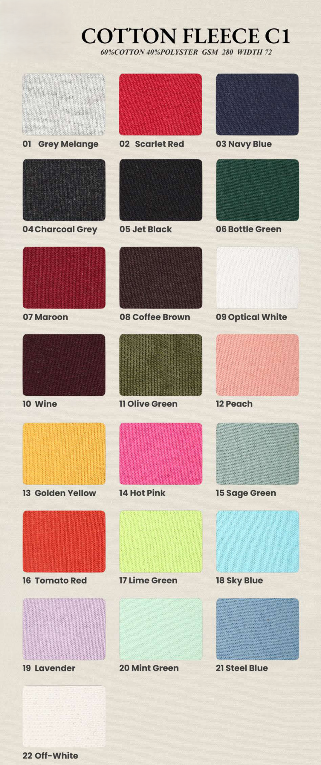 Cotton Fleece 280 GSM