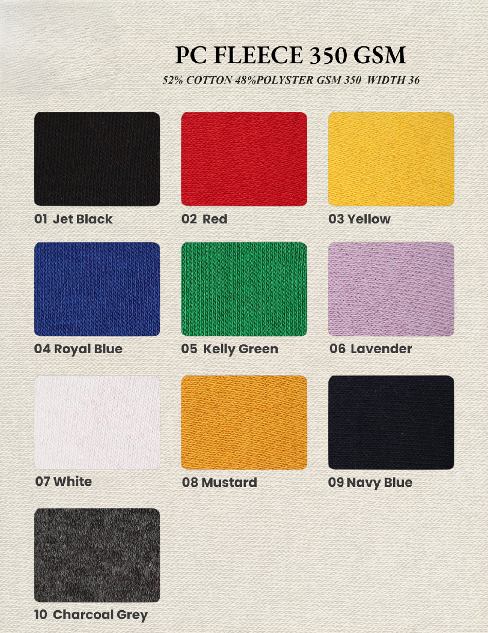 Cotton Poly Fleece 350 GSM