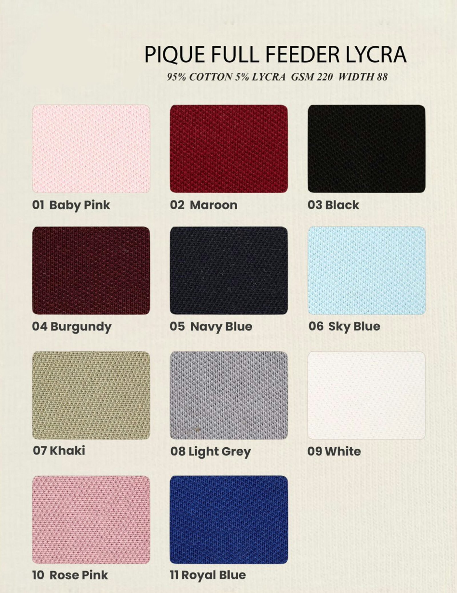 Cotton Pique Lycra 220 GSM